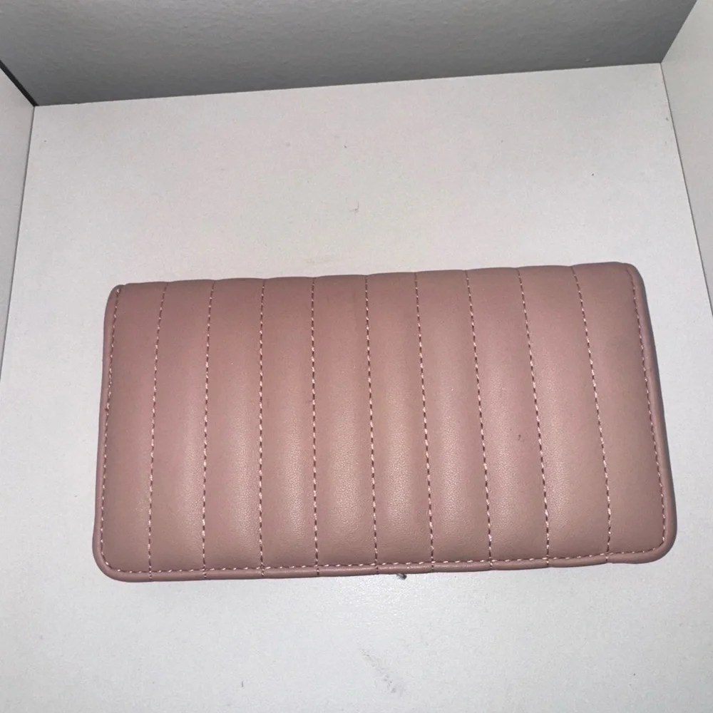 Pink Quilted Wallet with Gold Mickey Accent